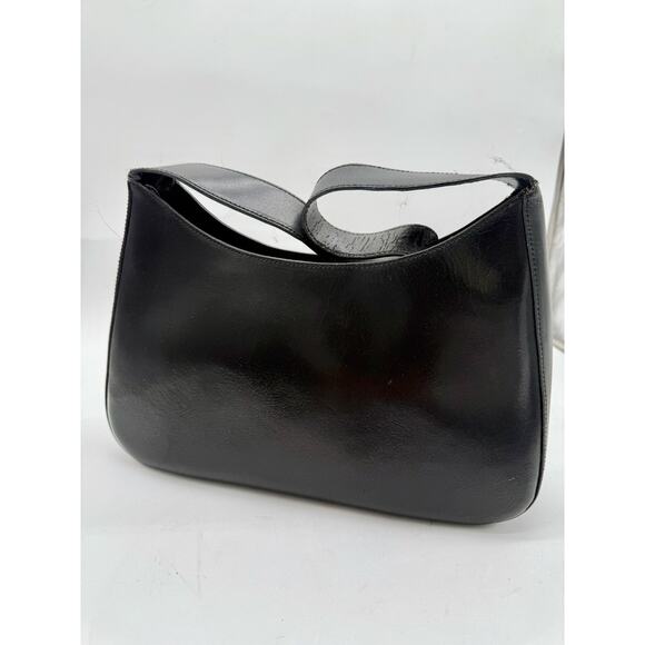 Sonia Rykiel Black Leather Shoulder Bag SR Logo Vintage Y2K Baguette Style Purse - Picture 6 of 10